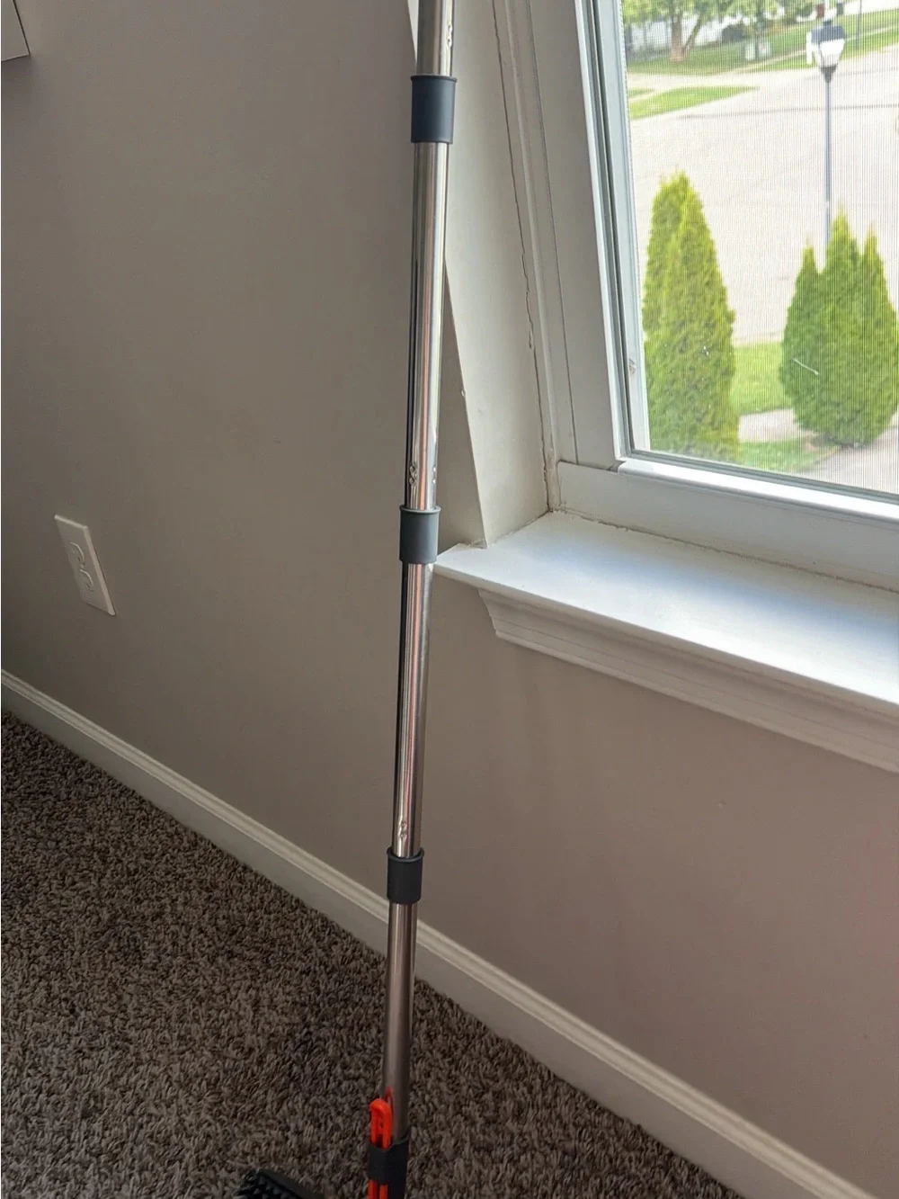 360° Rotating Grey and Orange Floor Brush with Push-Button Pivot
